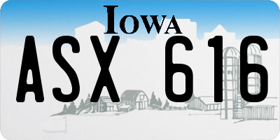 IA license plate ASX616