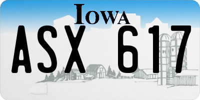 IA license plate ASX617
