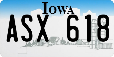 IA license plate ASX618