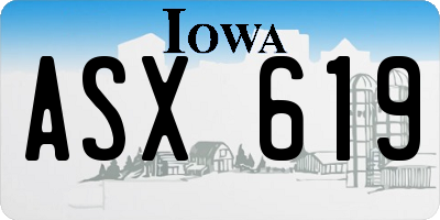 IA license plate ASX619