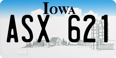 IA license plate ASX621