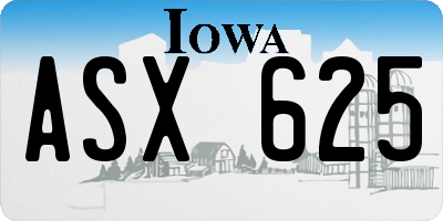 IA license plate ASX625
