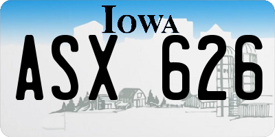 IA license plate ASX626