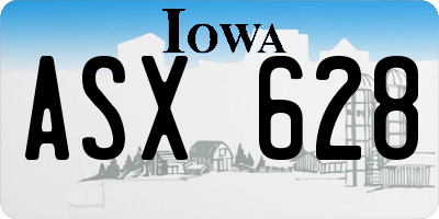 IA license plate ASX628