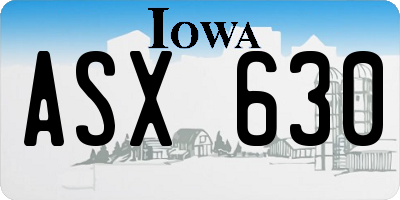 IA license plate ASX630