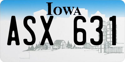IA license plate ASX631