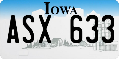 IA license plate ASX633