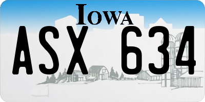 IA license plate ASX634