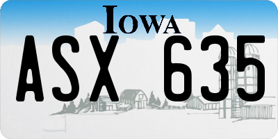 IA license plate ASX635