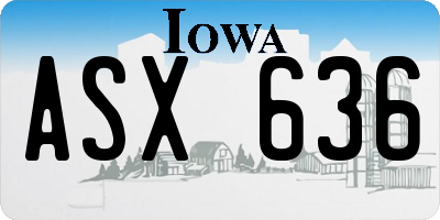 IA license plate ASX636