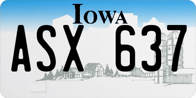 IA license plate ASX637