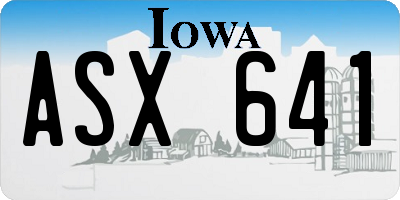 IA license plate ASX641