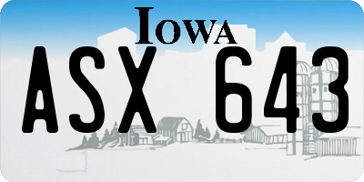 IA license plate ASX643