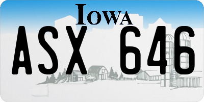 IA license plate ASX646