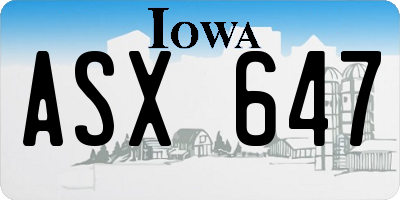 IA license plate ASX647