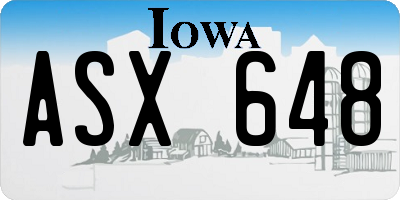 IA license plate ASX648