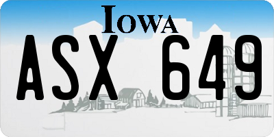 IA license plate ASX649