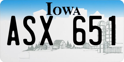 IA license plate ASX651