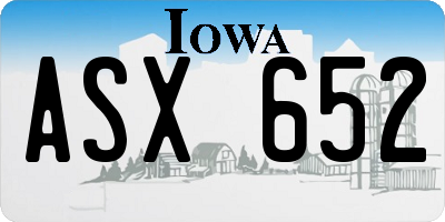 IA license plate ASX652