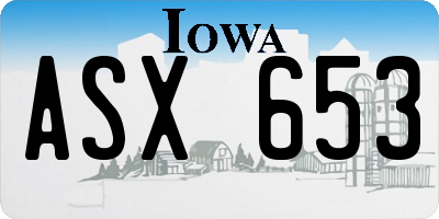 IA license plate ASX653