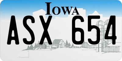 IA license plate ASX654