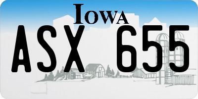 IA license plate ASX655