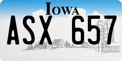 IA license plate ASX657