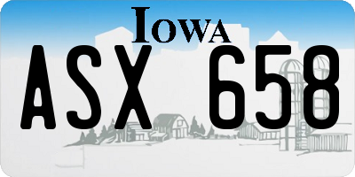 IA license plate ASX658