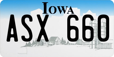 IA license plate ASX660
