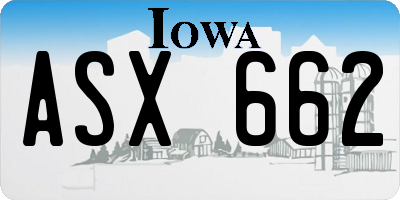 IA license plate ASX662