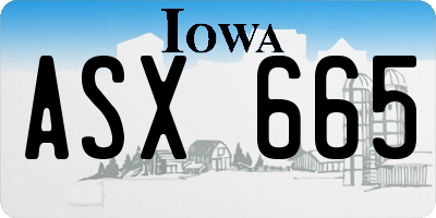 IA license plate ASX665