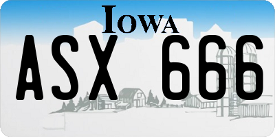 IA license plate ASX666