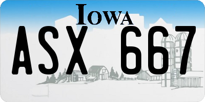 IA license plate ASX667