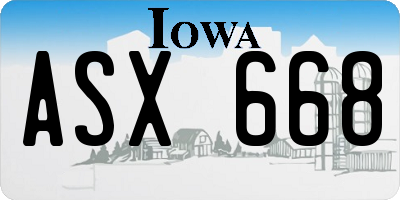 IA license plate ASX668