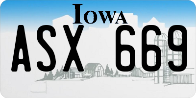 IA license plate ASX669
