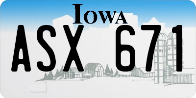 IA license plate ASX671