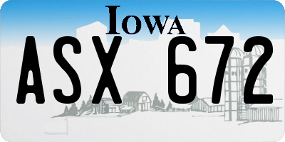IA license plate ASX672