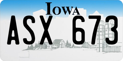 IA license plate ASX673