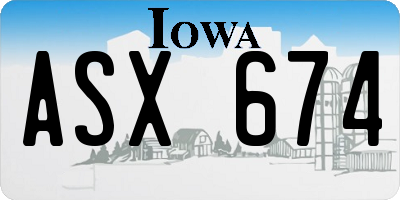IA license plate ASX674