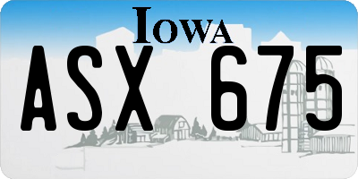 IA license plate ASX675