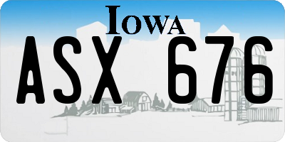 IA license plate ASX676
