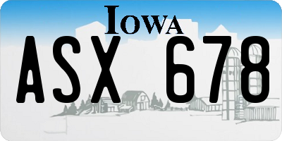 IA license plate ASX678