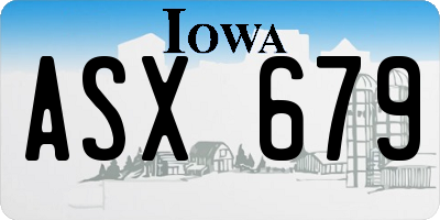 IA license plate ASX679