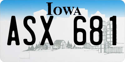 IA license plate ASX681
