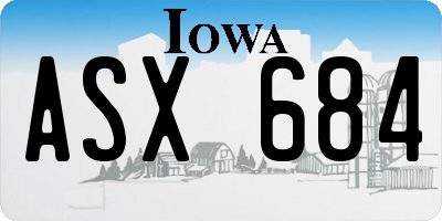 IA license plate ASX684