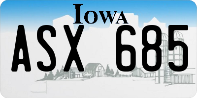 IA license plate ASX685