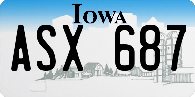 IA license plate ASX687