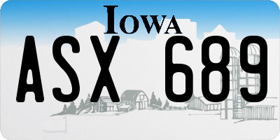 IA license plate ASX689