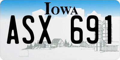 IA license plate ASX691