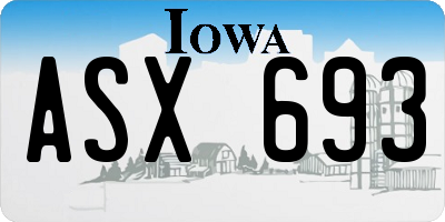 IA license plate ASX693